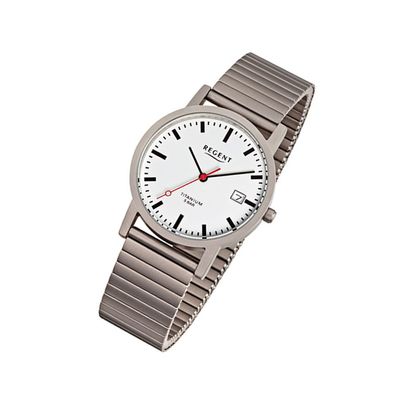 Regent Titan Damen-Herren Uhr F-475 Quarzuhr Armband silber grau URF475