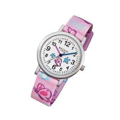 Regent Textil Kinder Uhr F-491 Quarzuhr Armband rosa URF491