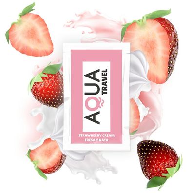 AQUA TRAVEL Strawberry CREAM Flavour Waterbased Lubricant - 6ml