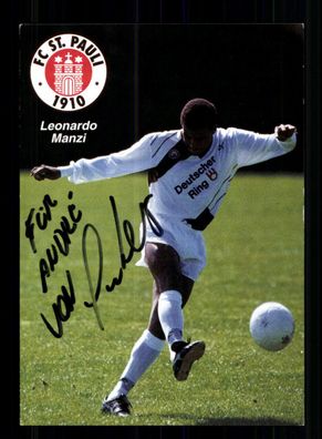 Leonardo Manzi Autogrammkarte FC St. Pauli 1990-91 Original Signiert + 2