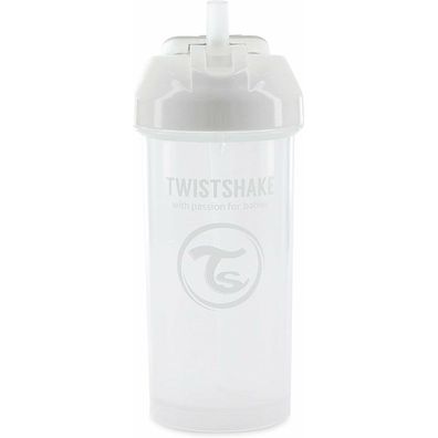 Twistshake non-flowing bottle with a straw 360ml 6m + - Variant: bílá