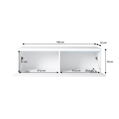 FURNIX TV Lowboard BARGO TV-Schrank 100 cm modern Loft Weiß matt-Glänzend Weiß