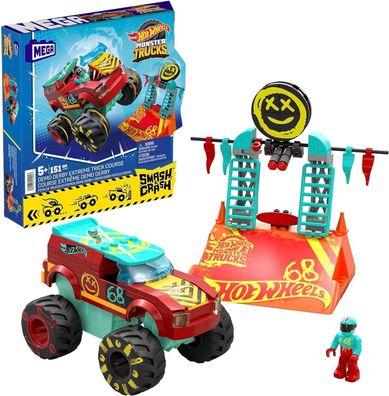 MEGA Hot Wheels Monster Trucks Bauspielzeug, Demo Derby Extreme Stunt-Set Kinder