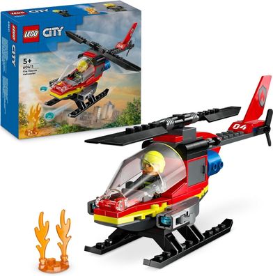 LEGO City Feuerwehrhubschrauber, Set mit Hubschrauber-Spielzeug und Pilot-Figur