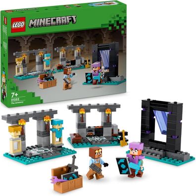 LEGO Minecraft Die Waffenkammer, Gaming-Set mit Heldenfiguren, Spielzeug-Waffen