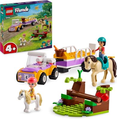 LEGO Friends Pferde- und Pony-Anhänger, Pferde-Spielzeug für Mädchen und Jungen
