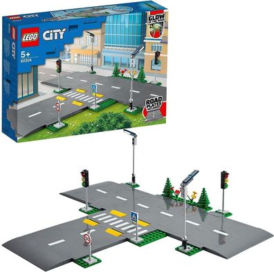 LEGO City Straßenkreuzung mit Ampeln, Bauset mit im Dunkeln leuchtenden Steinen