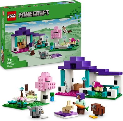 LEGO Minecraft Das Tierheim, Spielzeug mit vielen Tier-Figuren, Mädchen Jungen