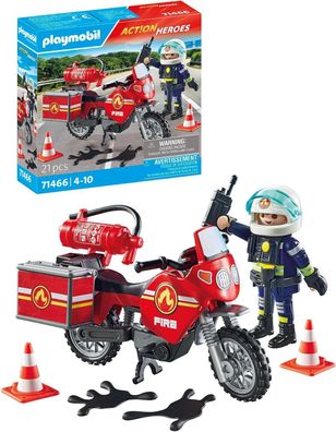 Playmobil Action Heroes 71466 Feuerwehrmotorrad am Unfallort, rasante Fahrt