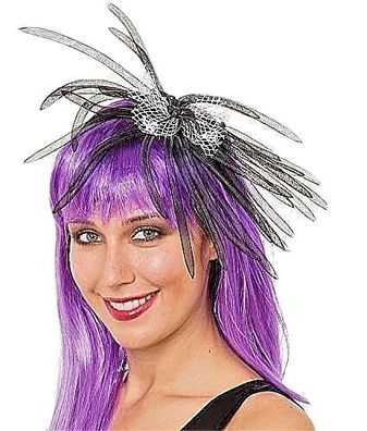 schwarzer Haarreif mit Spinne Schleier Spinnennetz Halloween Grusel