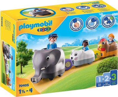 Playmobil 1.2.3 70405 Mein Schiebetierzug + 3 Waggons, erweiterbar, ab 1,5 Jahre