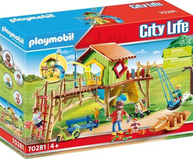 Playmobil City Life 70281 Abenteuerspielplatz mit Kletterwand, Reifenschaukel