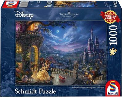 Schmidt Spiele 59484 Thomas Kinkade, Disney Die Schöne und das Biest Puzzle 1000