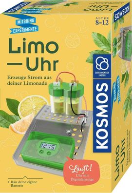 KOSMOS 658090 Limo-Uhr Erzeuge Strom aus Limonade Uhr mit Batterie selbst machen