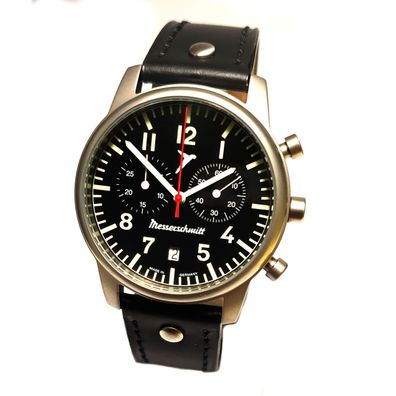 Messerschmitt Herren Armbanduhr ME4544-5021 Chronograph Lederband Fliegeruhr