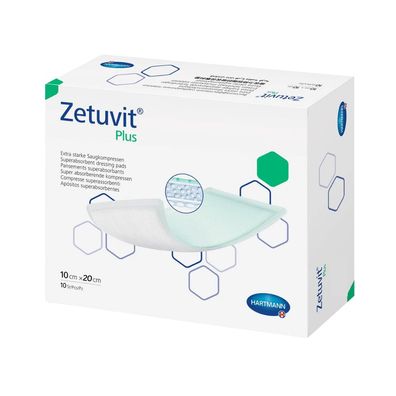 Hartmann Zetuvit® Plus, Superabsorber-Wundauflage 10 x 20 cm | Packung (10 Stück)