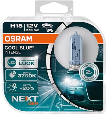 OSRAM H15 12V 15/55W PGJ23t-1 Cool Blue Intense NextGeneration 3700K + 100% 2St