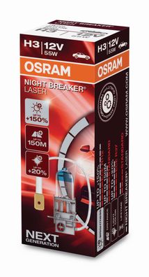 OSRAM H3 12V 55W PK22s NIGHT Breaker® LASER + 150% mehr Helligkeit 1 st.