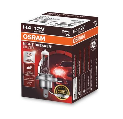 OSRAM H4 12V 60/55W P43t NIGHT Breaker® SILVER + 100% 1 st.