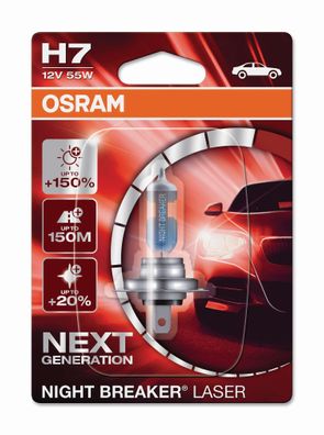 OSRAM H7 12V 55W PX26d NIGHT Breaker® LASER + 150% mehr Helligkeit 1 st. Blister