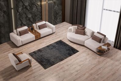 Beige Sofagarnitur Moderne Luxus Sofas 3 + 2 Sitzer Poslter Sessel 3tlg Set