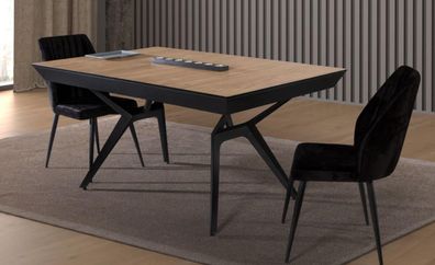 Küchentisch Esszimmertisch Ausziehbarer Design Luxus Holz Braun Tisch