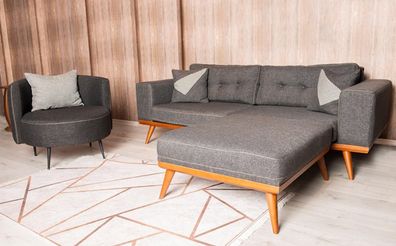 Graue Wohnzimmer Ecksofa Edle Couch Sitzgruppe Luxus Möbel Modern Sofas