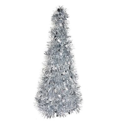 Clayre & Eef Weihnachtsdekoration Weihnachtsbaum Ø 16x38 cm Silberfarbig Kunststoff