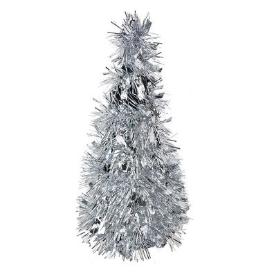 Clayre & Eef Weihnachtsdekoration Weihnachtsbaum Ø 12x25 cm Silberfarbig Kunststoff