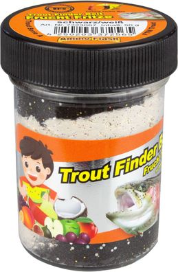 FTM Trout Finder Bait Forellenteig Frucht Fritze 50 Gramm schwarz / weiß