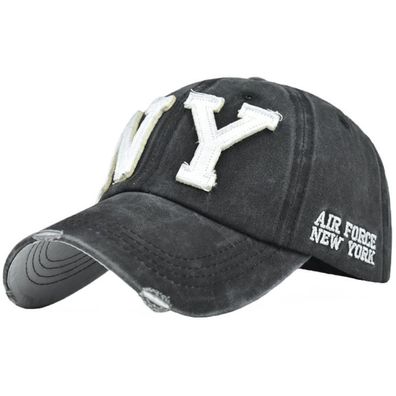 NY Destroyed Caps Kappen New York Baseball Cap NYC Kappe N.Y. City Graue Capy