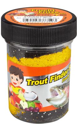 FTM Trout Finder Bait Forellenteig Frucht Fritze 50 Gramm schwarz / gelb