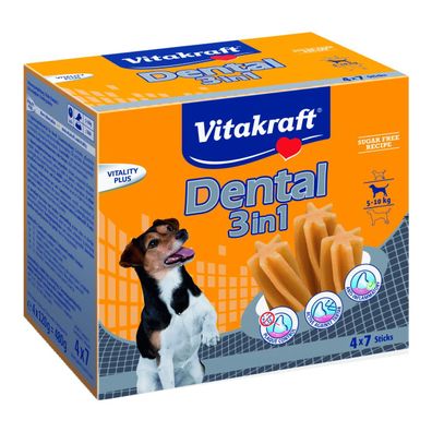 Vitakraft Dental 3in1 Multipack - Zahnpflege-Snack für Hunde von 5-10 kg