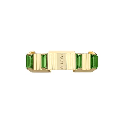 Gucci – YBC702414002 – Link to Love Ring aus 18 Karat Gelbgold und grünem Turmalin