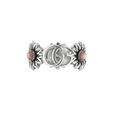 Gucci – YBC527394002 – GG Marmont Ring mit Doppel-G und Blumenmotiv aus Sterlingsilbe