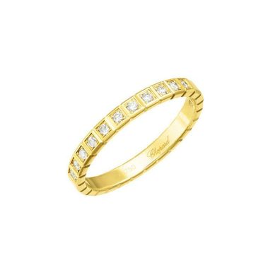 Chopard – Halbgefasster Eiswürfel-Ring aus reinem Gelbgold mit Diamanten, Größe 52, 8