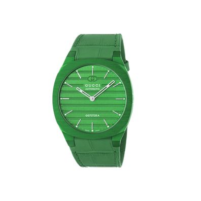 Gucci – YA163325 – Gucci 25H 40 mm grünes mehrschichtiges Aluminiumgehäuse, grünes Me