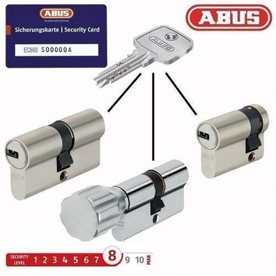 3x Schließzylinder Schloss ABUS EC660 Schließanlage gleichschließend 5 Schlüssel ...