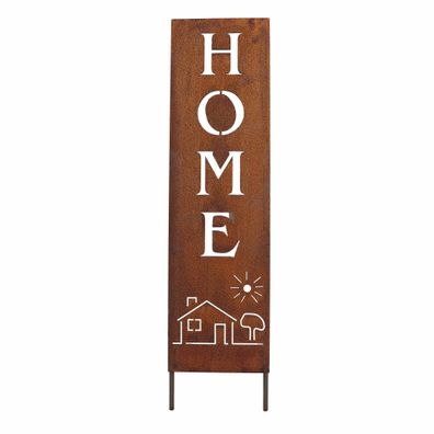 Home Deko Schild, H55cm, Gartendeko Rost Ständer aus Metall, von Rostikal