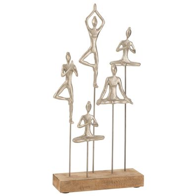 J-Line Damen Yoga Holz Metall Natur/ Silber