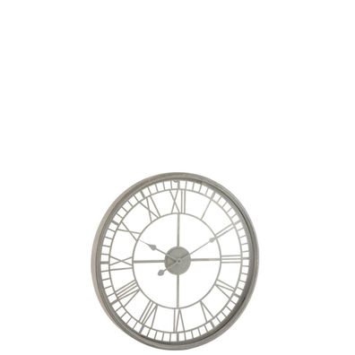 J-Line Uhr mit römischen Ziffern ? Metall/ Glas ? Grau ? Ø 67 cm