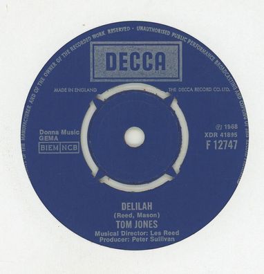 7" Tom Jones - Delilah ( Ohne Cover )
