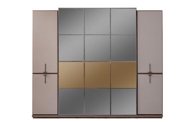 Kleiderschrank Garderobenschrank Design Holzschrank mit Spiegel Grau