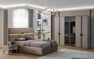 Doppelbett Komplette Schlafzimmermöbel Bett Nachttische Beige 4tlg
