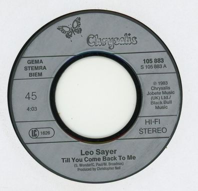 7" Leo Sayer - Till You come back to me ( Ohne Cover )