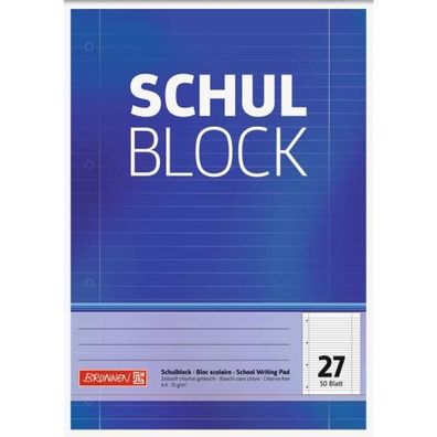 Brunnen Schulblock A4 Lin27 blau - 50 Blatt