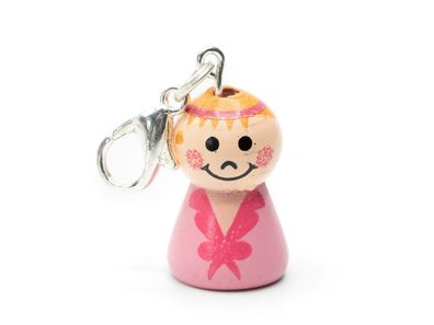 Baby Mädchen Glückspüppchen Charm Miniblings Anhänger Geburt Püppchen Holz rosa