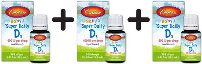 3 x Baby's Super Daily D3, 400 IU - 10 ml.