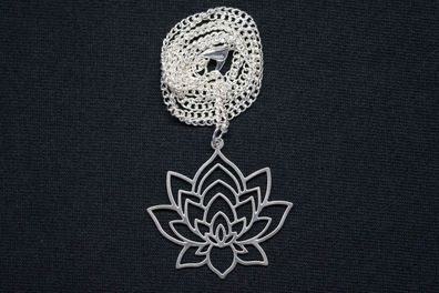 Lotusblüte Kette Miniblings 45cm Anhänger Halskette Lotus Blüte Yoga Lotusblume