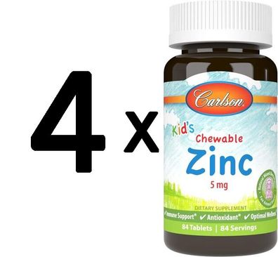 4 x Kid's Chewable Zinc, Natural Mixed Berry - 84 tablets